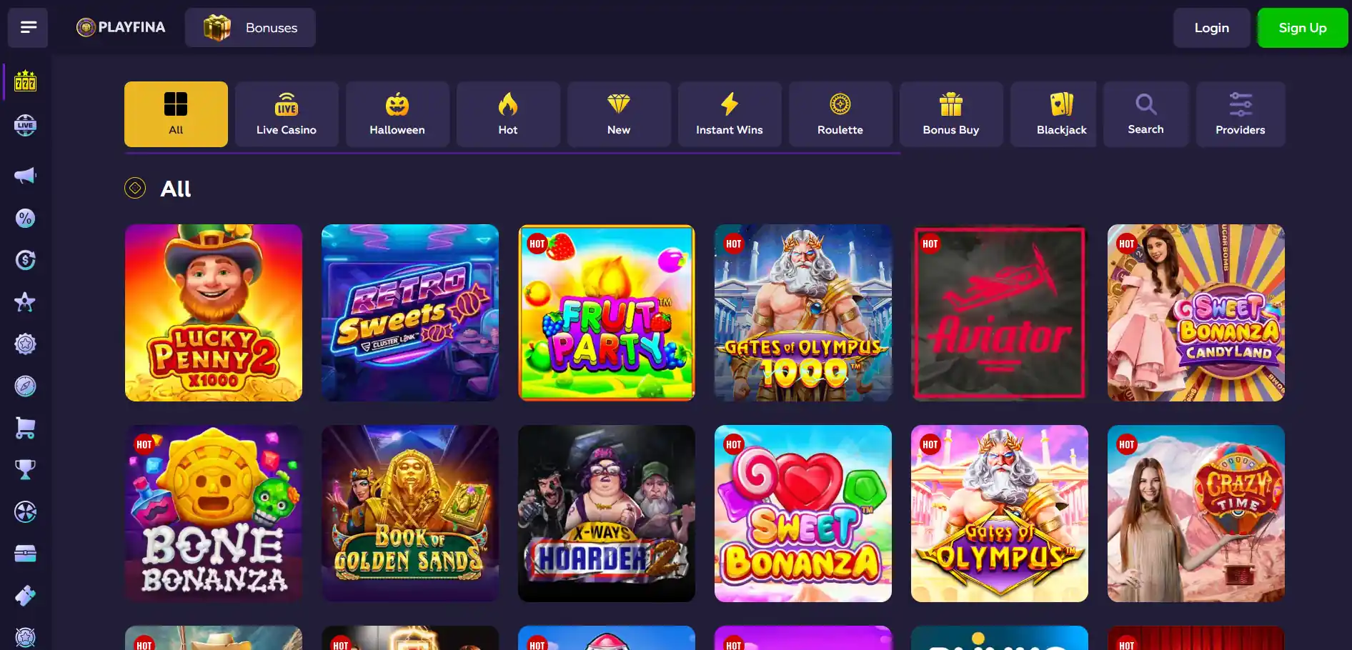 Playfina Casino-Spiele